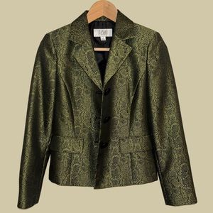 Le Suit Petite Metallic Emerald Blazer